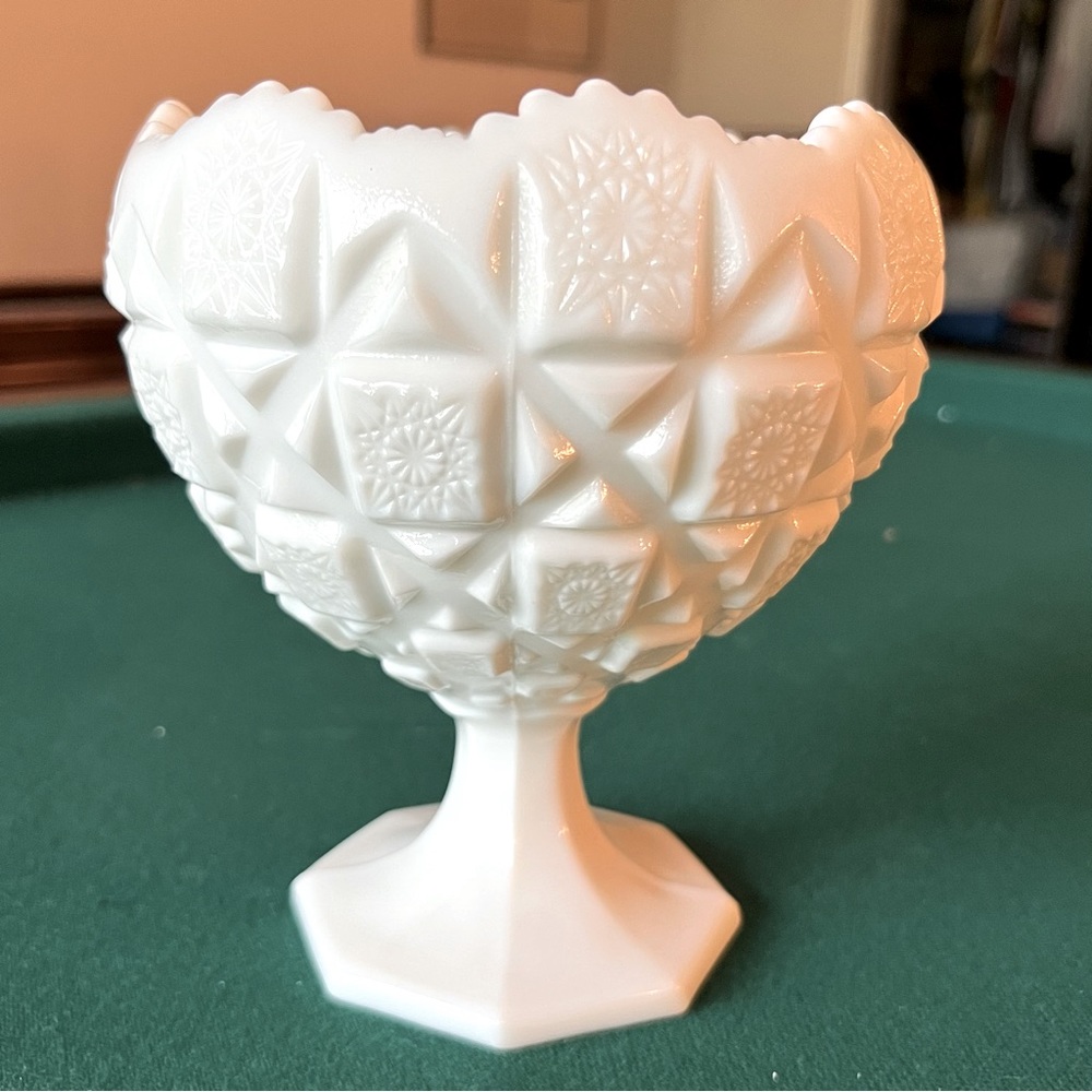 Vintage White Milk Glass Compote/Pedestal bowl